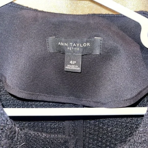 COPY - Ann Taylor Petite - Black Tweed Fringe Moto Blazer Jacket - Picture 7 of 9